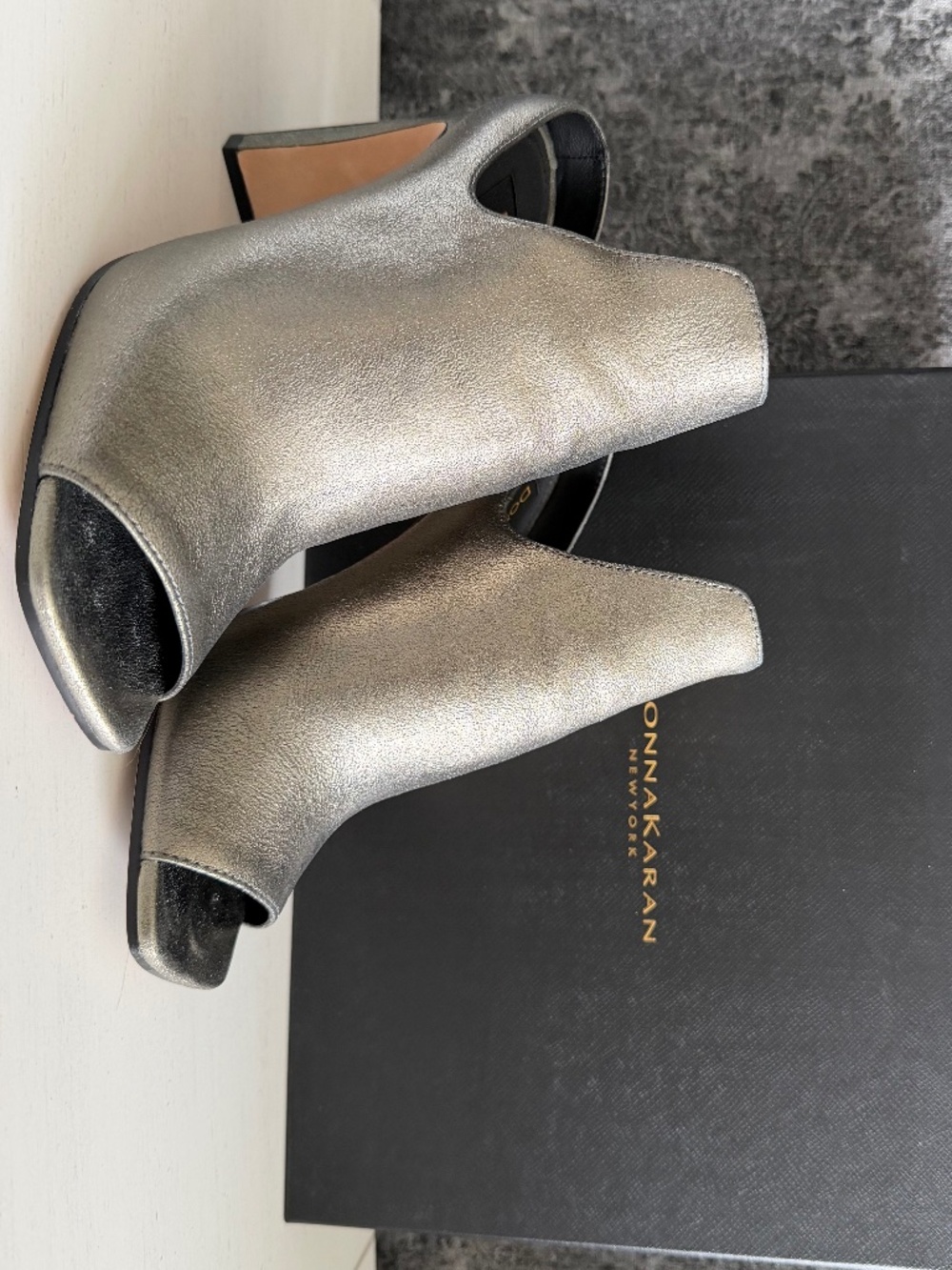 Donna Karan Sutton Pewter Mules